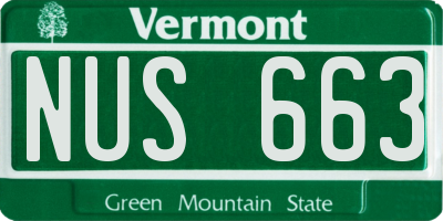 VT license plate NUS663