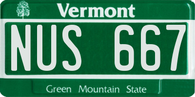 VT license plate NUS667