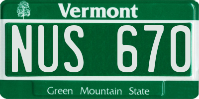 VT license plate NUS670