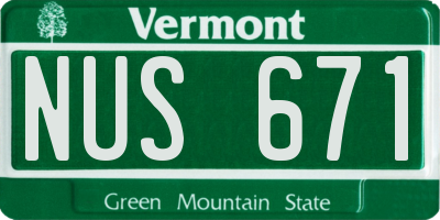 VT license plate NUS671