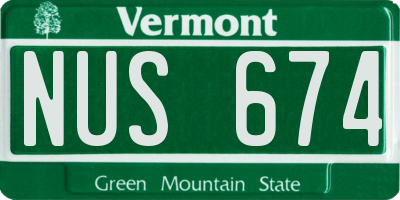 VT license plate NUS674
