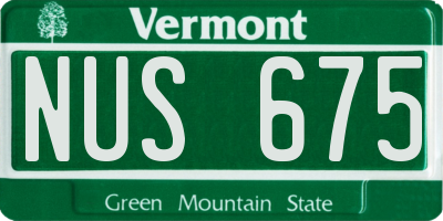 VT license plate NUS675