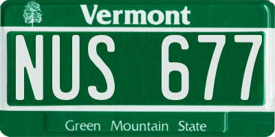 VT license plate NUS677