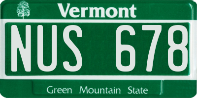 VT license plate NUS678