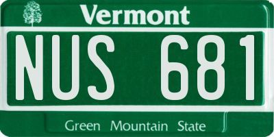 VT license plate NUS681
