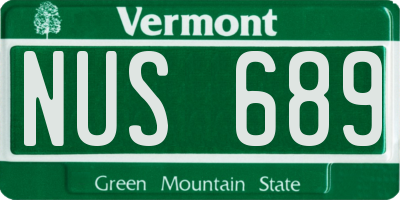 VT license plate NUS689
