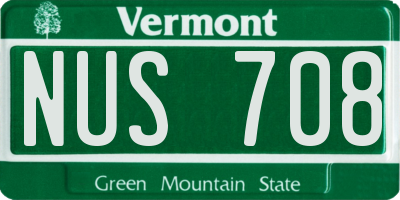 VT license plate NUS708