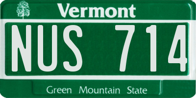 VT license plate NUS714