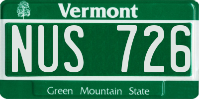 VT license plate NUS726