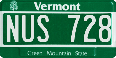 VT license plate NUS728