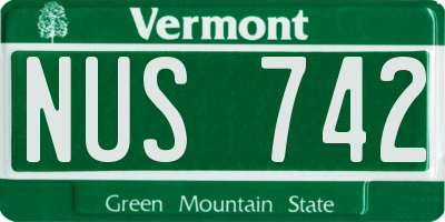 VT license plate NUS742
