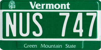 VT license plate NUS747
