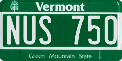 VT license plate NUS750