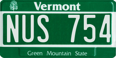 VT license plate NUS754
