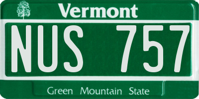 VT license plate NUS757