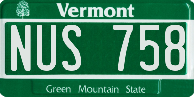 VT license plate NUS758