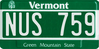 VT license plate NUS759