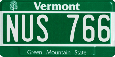 VT license plate NUS766