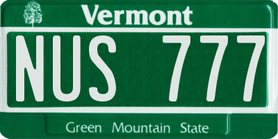 VT license plate NUS777