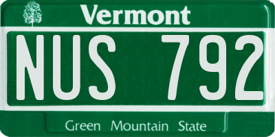 VT license plate NUS792