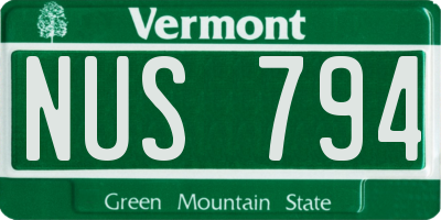 VT license plate NUS794