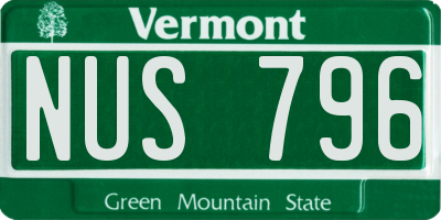 VT license plate NUS796