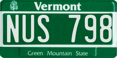 VT license plate NUS798