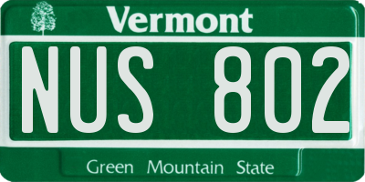 VT license plate NUS802