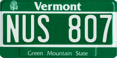 VT license plate NUS807