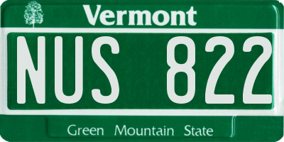 VT license plate NUS822
