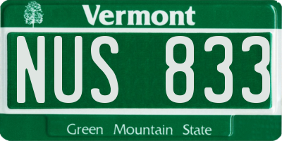 VT license plate NUS833