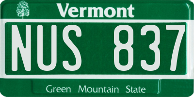 VT license plate NUS837