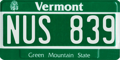 VT license plate NUS839