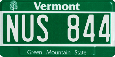 VT license plate NUS844