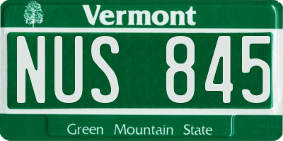 VT license plate NUS845