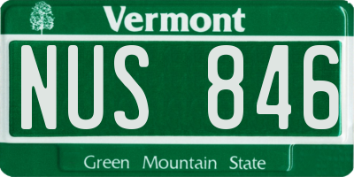 VT license plate NUS846