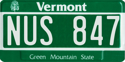 VT license plate NUS847