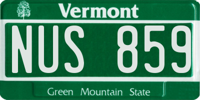 VT license plate NUS859