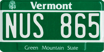 VT license plate NUS865