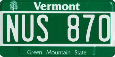 VT license plate NUS870