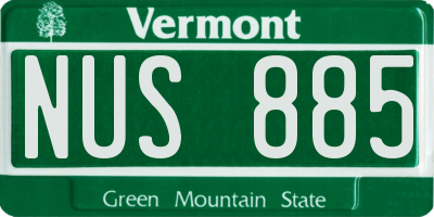 VT license plate NUS885