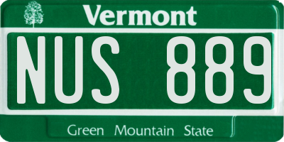 VT license plate NUS889