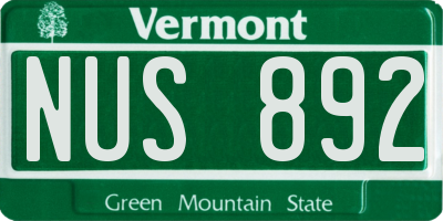 VT license plate NUS892
