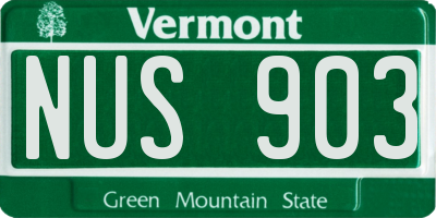 VT license plate NUS903