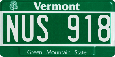 VT license plate NUS918
