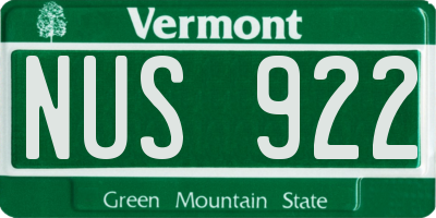 VT license plate NUS922