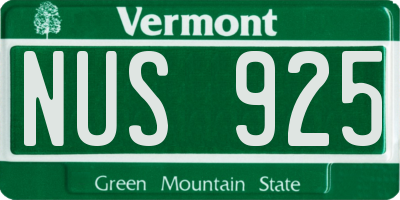 VT license plate NUS925