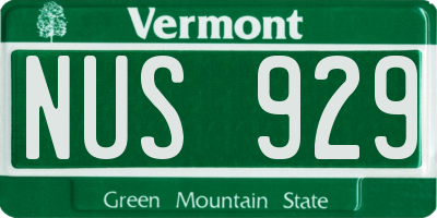 VT license plate NUS929