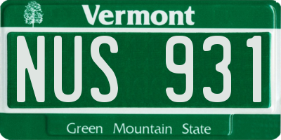 VT license plate NUS931