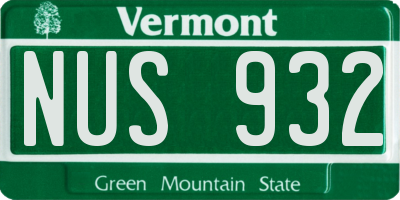 VT license plate NUS932